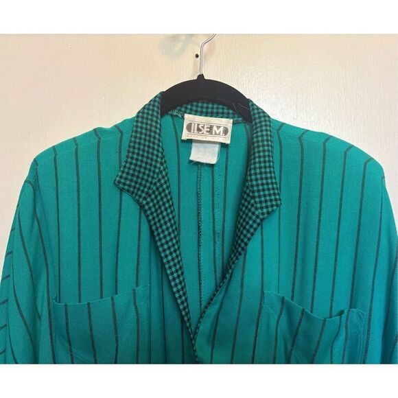 Vintage Ilse M 1980’s teal green button down midi dress size 6/8 - Picture 2 of 16